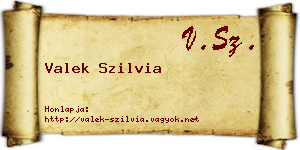 Valek Szilvia névjegykártya